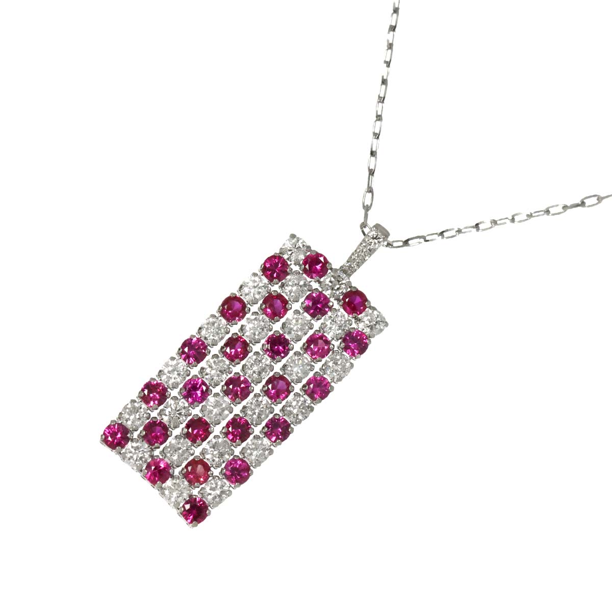 Ruby 1.20ct Diamond 1.00ct Necklace Pt Platinum