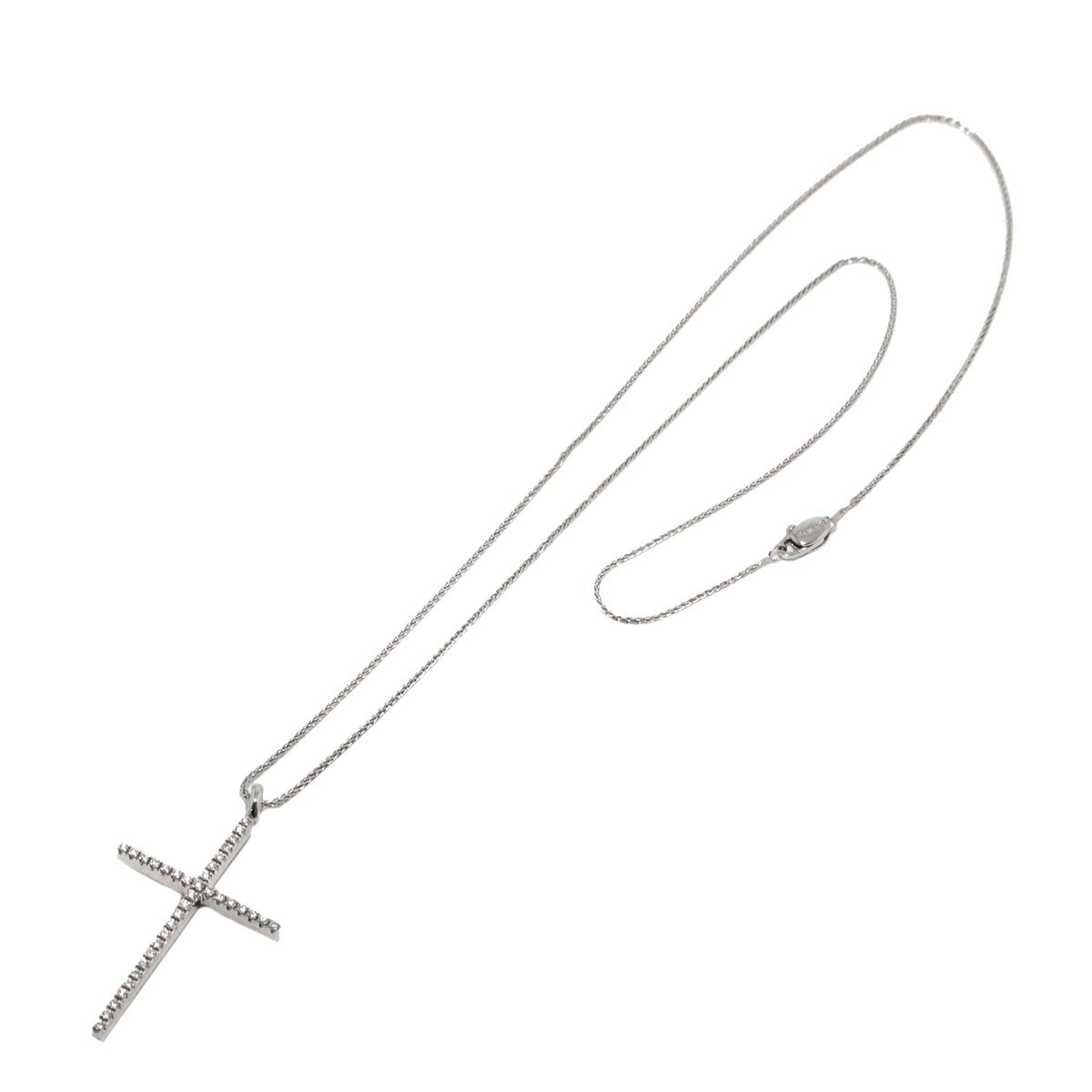 Mystery Cross Diamond Necklace 18K White Gold 750