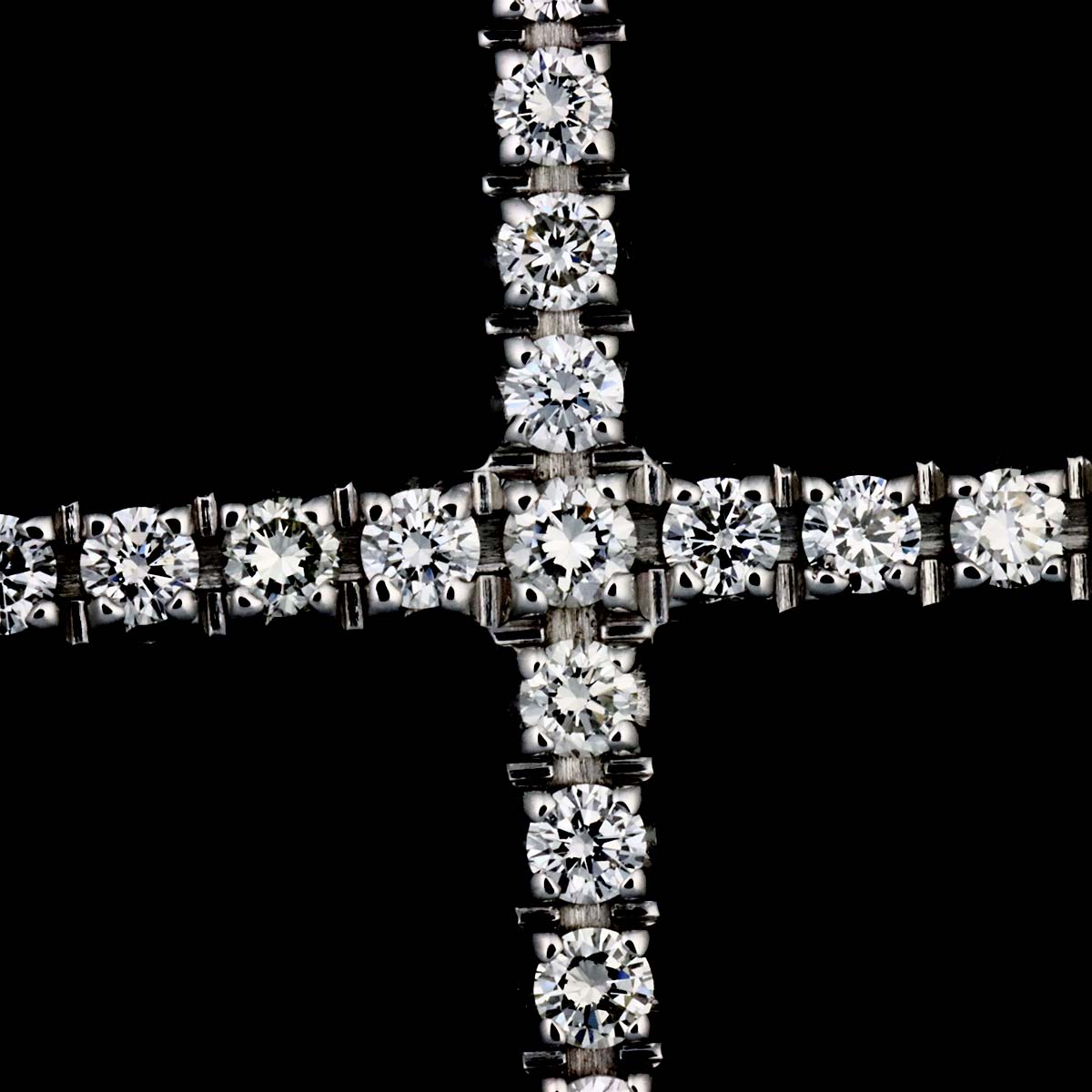 Mystery Cross Diamond Necklace 18K White Gold 750