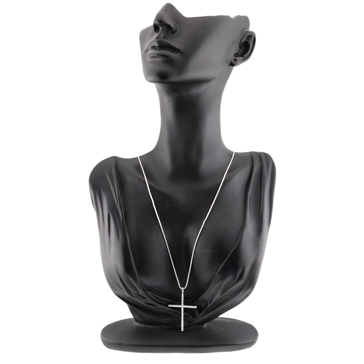 Mystery Cross Diamond Necklace 18K White Gold 750