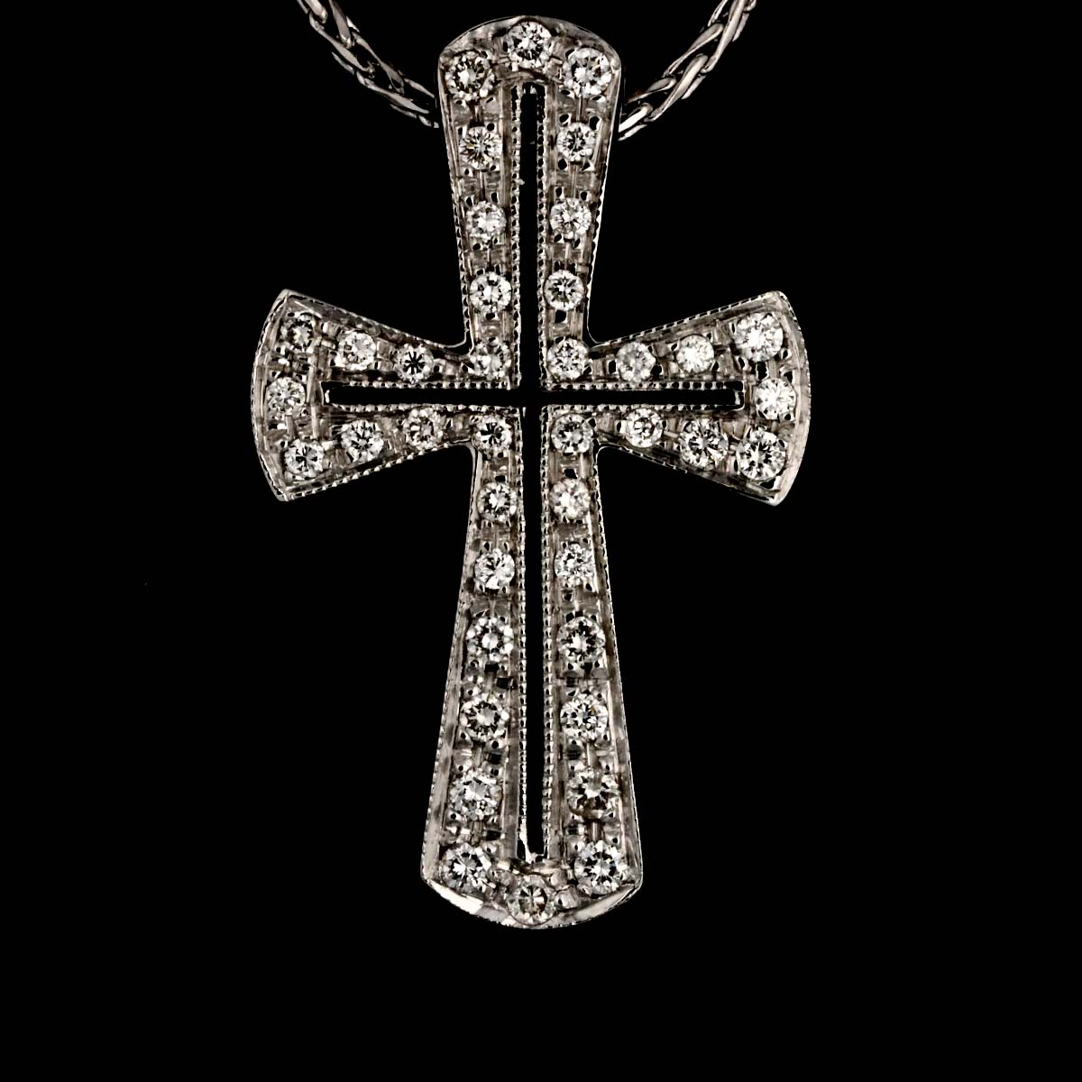 Diamond Cross Necklace 18K WG 750