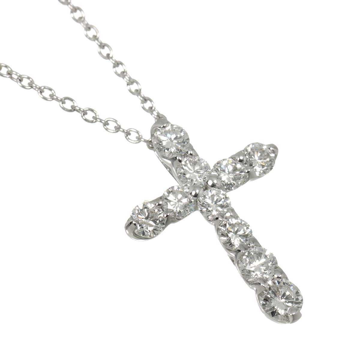 Cross motif Diamond 0.70ct Necklace 18K White Gold 750