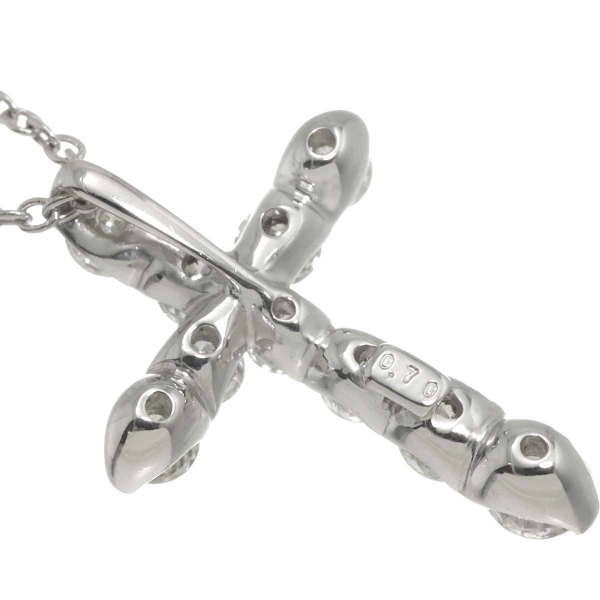 Cross motif Diamond 0.70ct Necklace 18K White Gold 750