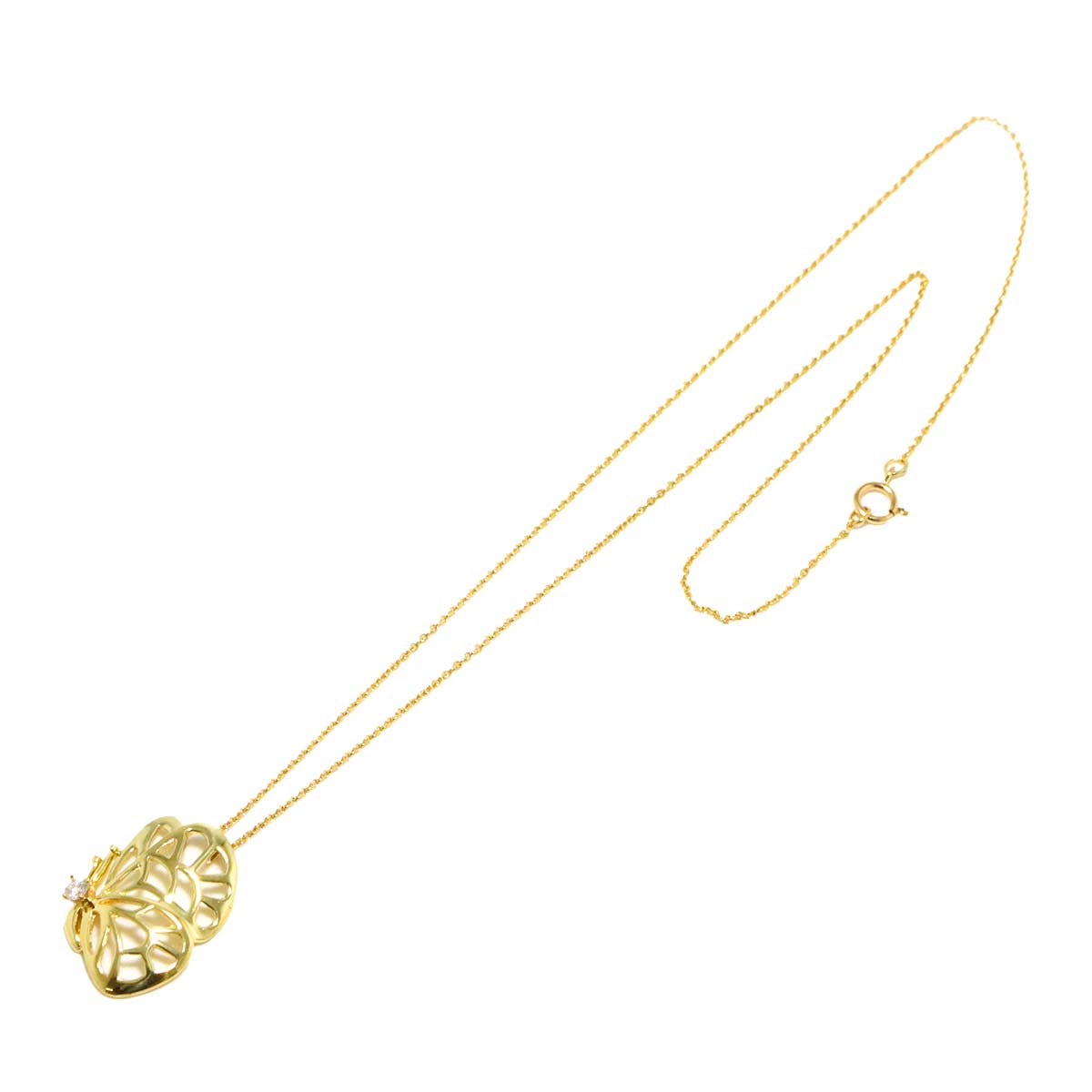 Butterfly Diamond Necklace 18K Yellow Gold 750