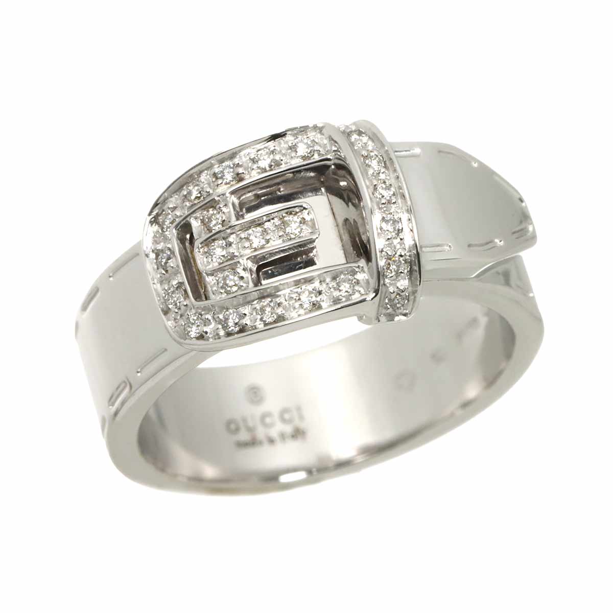Ring Diamond 18K K18 WG 750 size12 5.5-5.75(US)