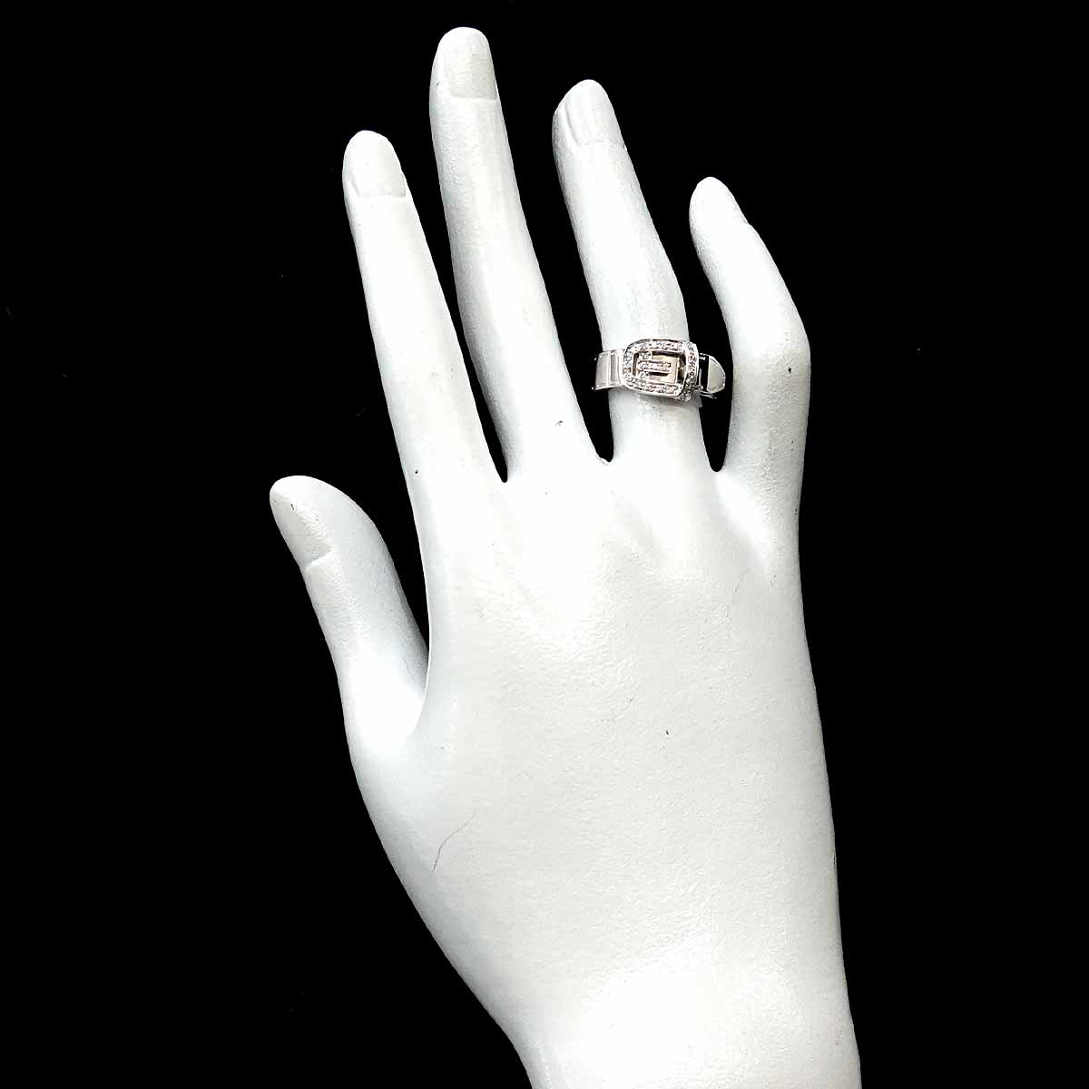 Ring Diamond 18K K18 WG 750 size12 5.5-5.75(US)