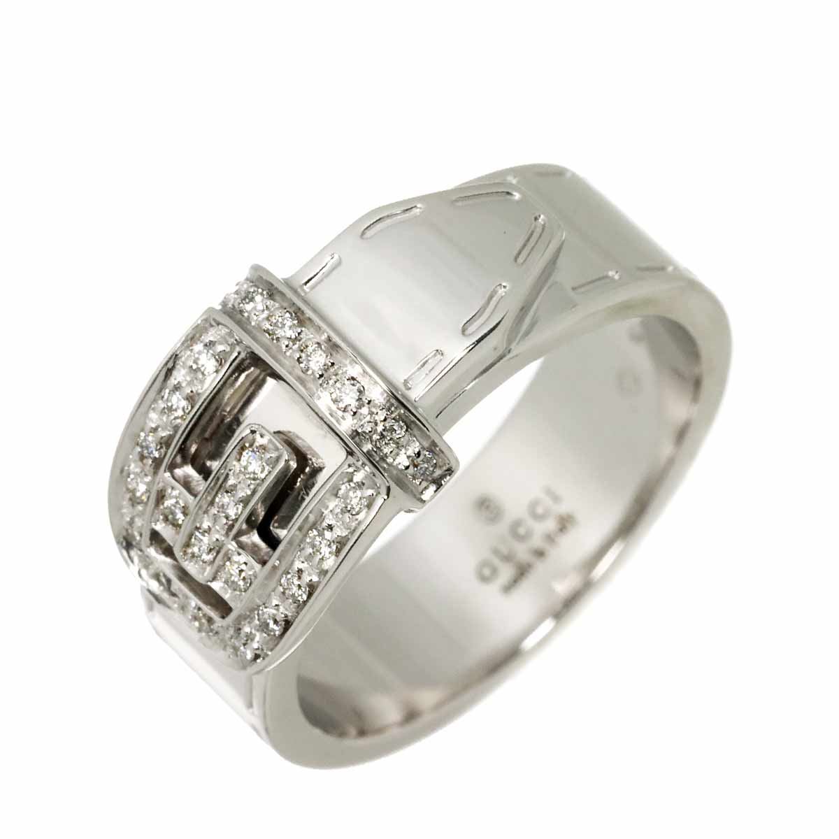 Ring Diamond 18K K18 WG 750 size12 5.5-5.75(US)