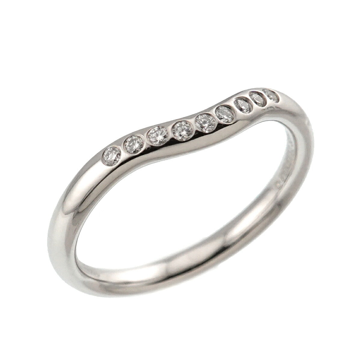 Curved Band Diamond Ring Platinum size5.25(US)