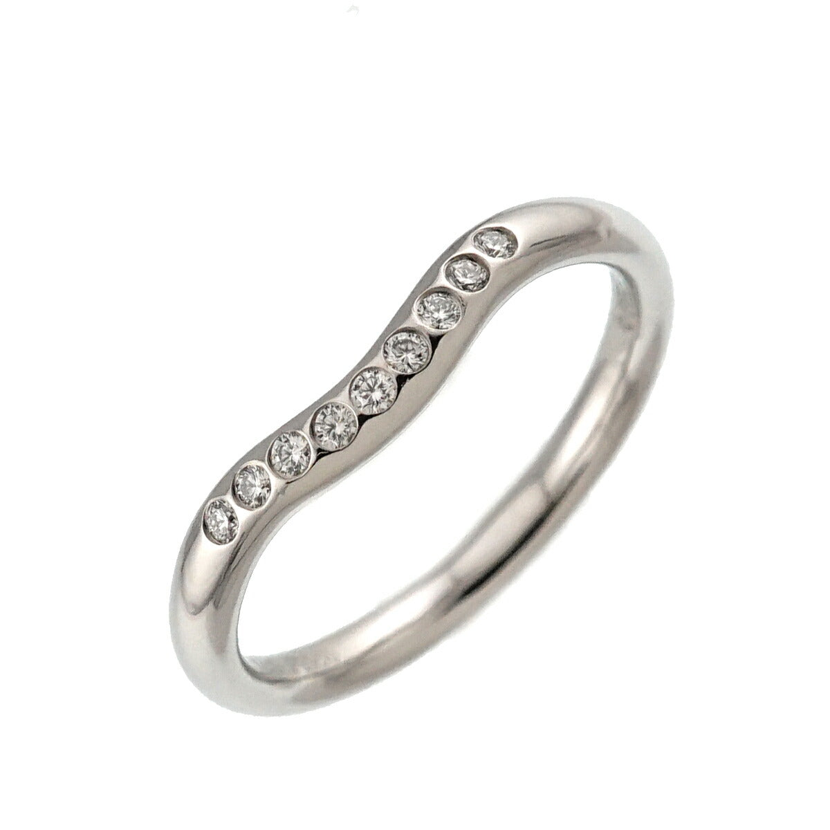 Curved Band Diamond Ring Platinum size5.25(US)