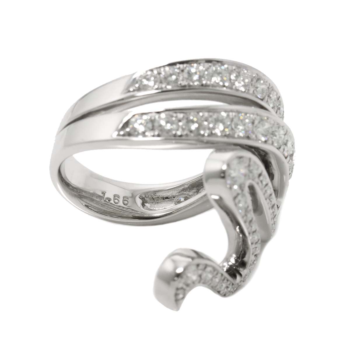 Diamond 1.66ct Ring 18K White Gold 750 Size6.75-7.25(US)