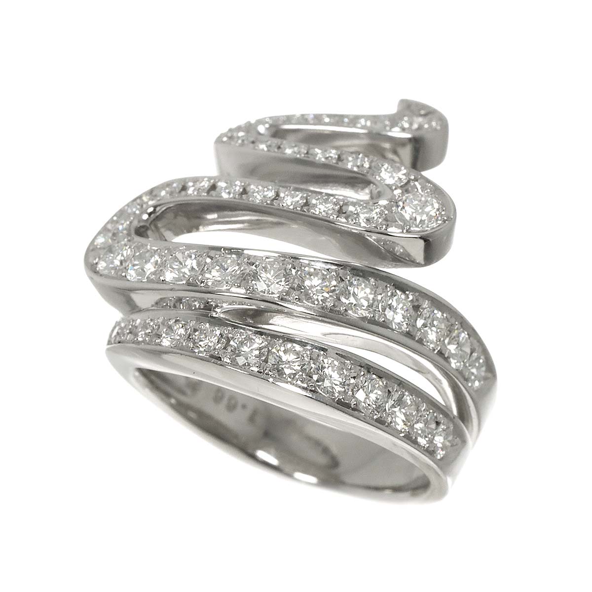 Diamond 1.66ct Ring 18K White Gold 750 Size6.75-7.25(US)