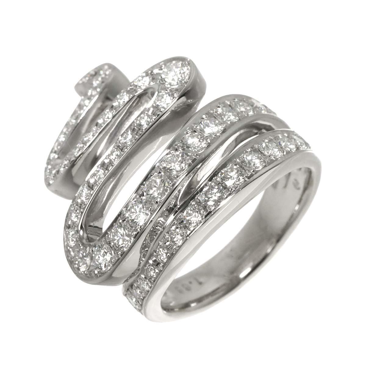 Diamond 1.66ct Ring 18K White Gold 750 Size6.75-7.25(US)