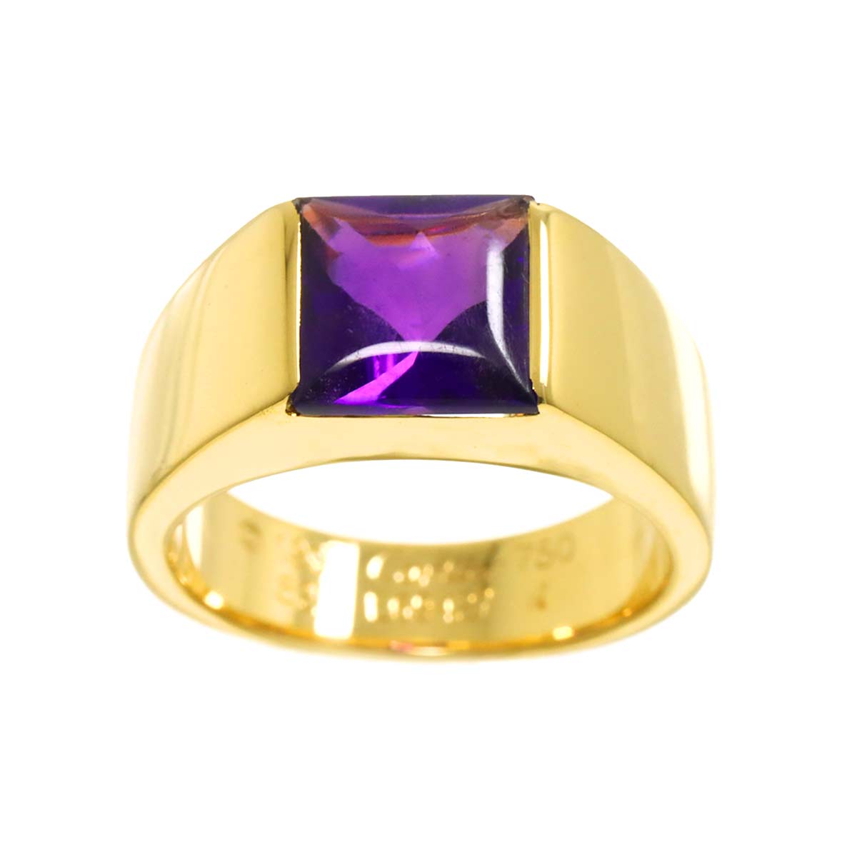 Tank Ring Amethyst 18K Yellow Gold 750 size52 5.5-5.75(US)