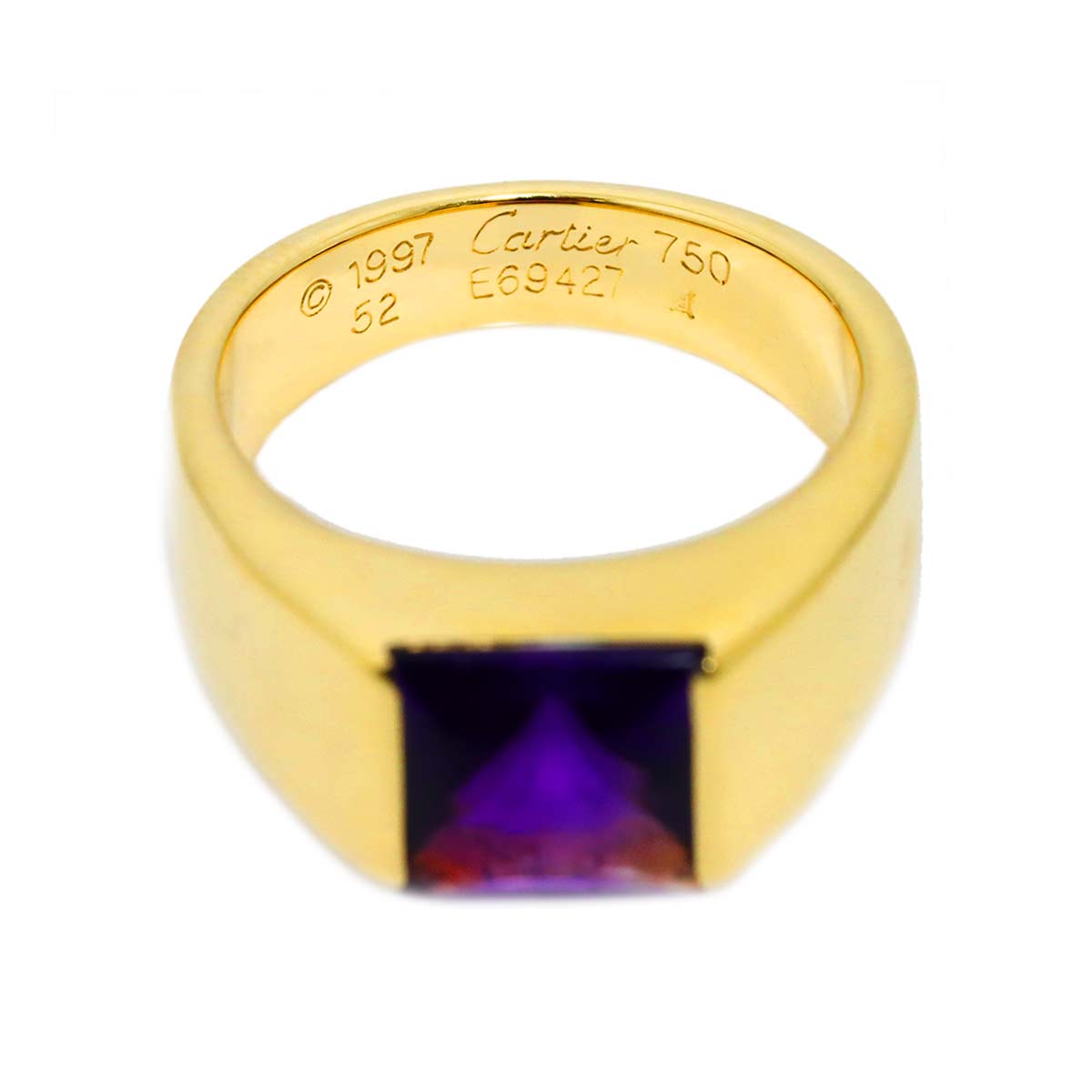 Tank Ring Amethyst 18K Yellow Gold 750 size52 5.5-5.75(US)