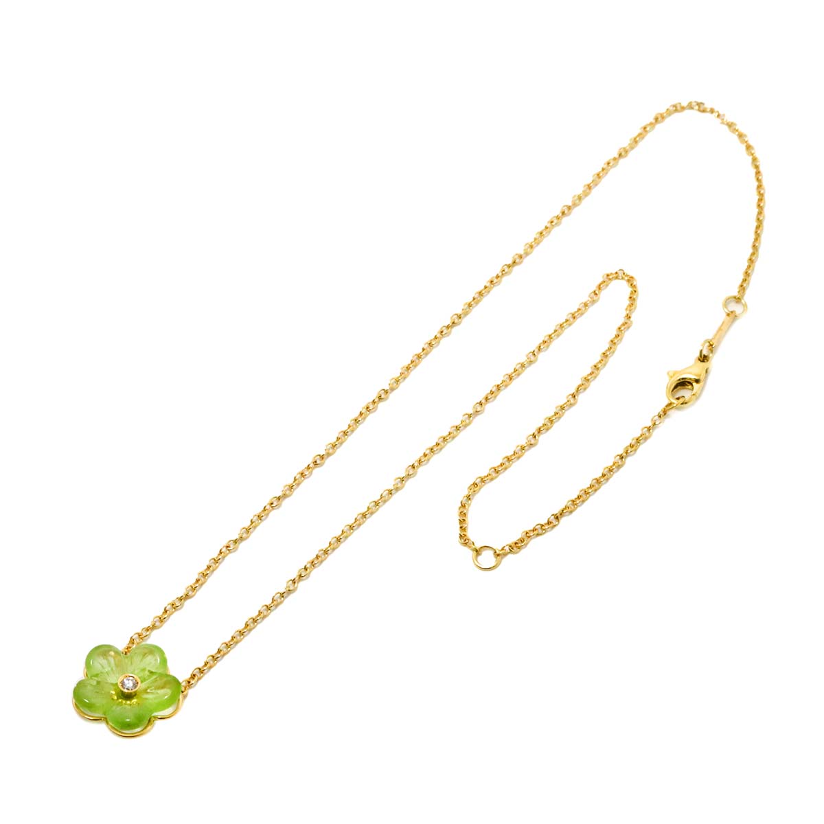 Peridot Diamond Necklace 18K YG 750