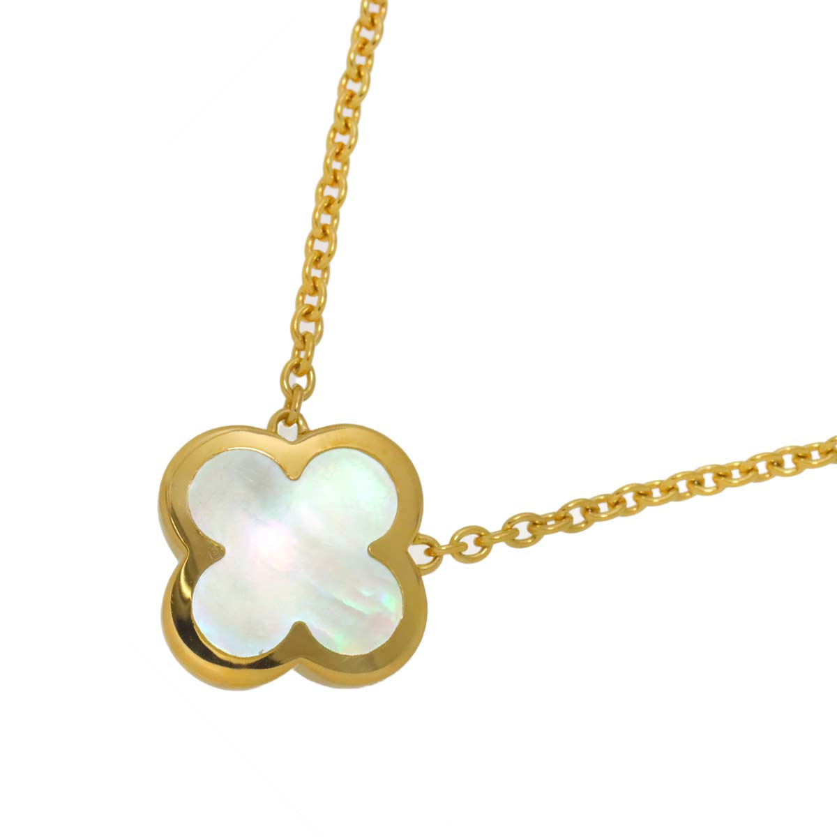 Pure Alhambra Mother of Pearl MOP Necklace 18K YG 750