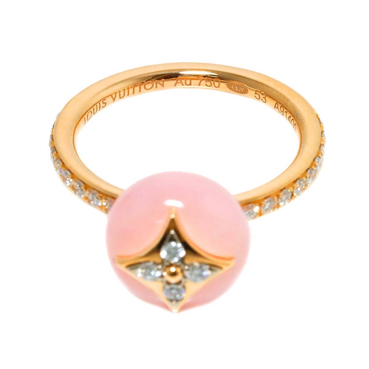 Blossom Opal Diamond Ring 18K PG 750 Size53 6.25-6.5(US)
