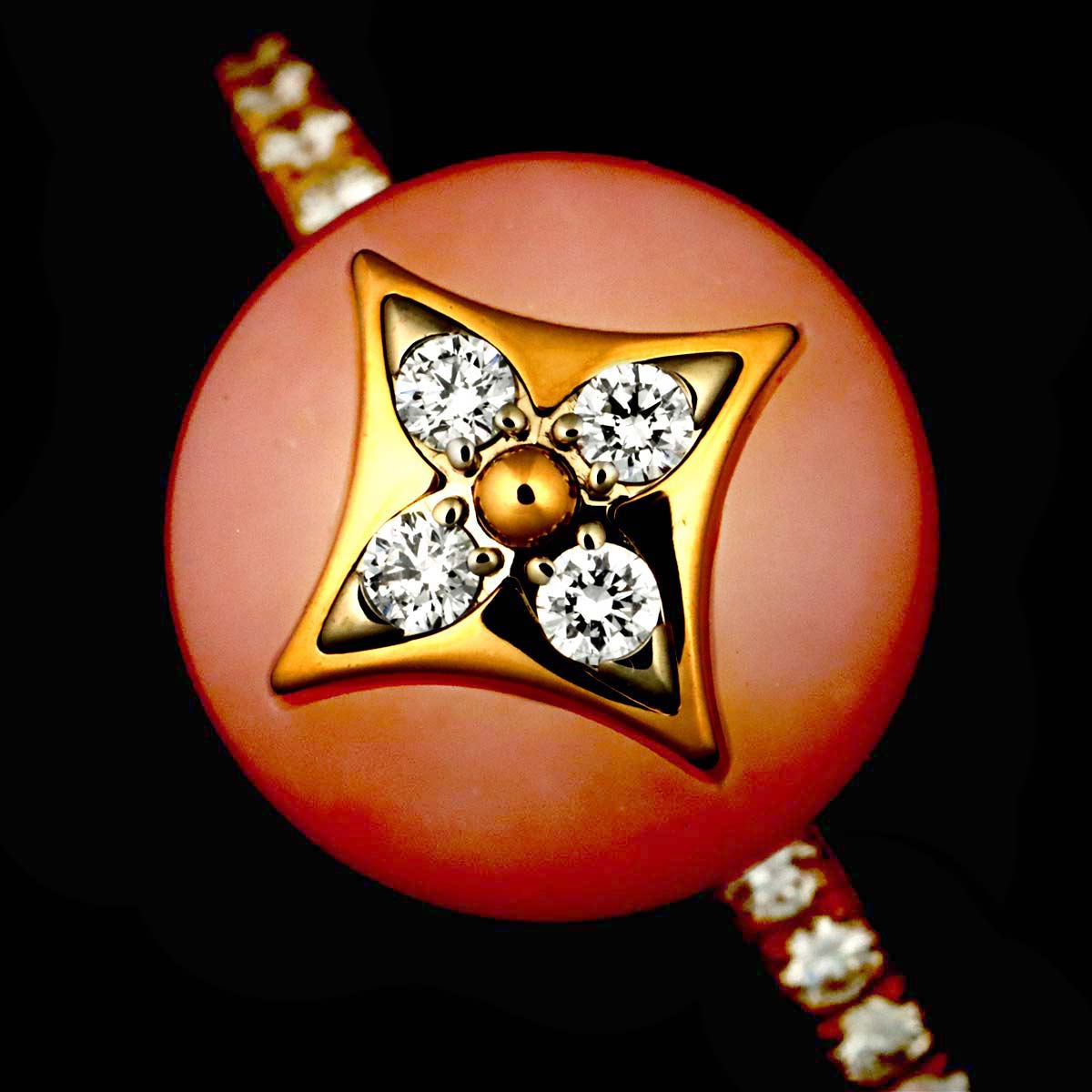 Blossom Opal Diamond Ring 18K PG 750 Size53 6.25-6.5(US)