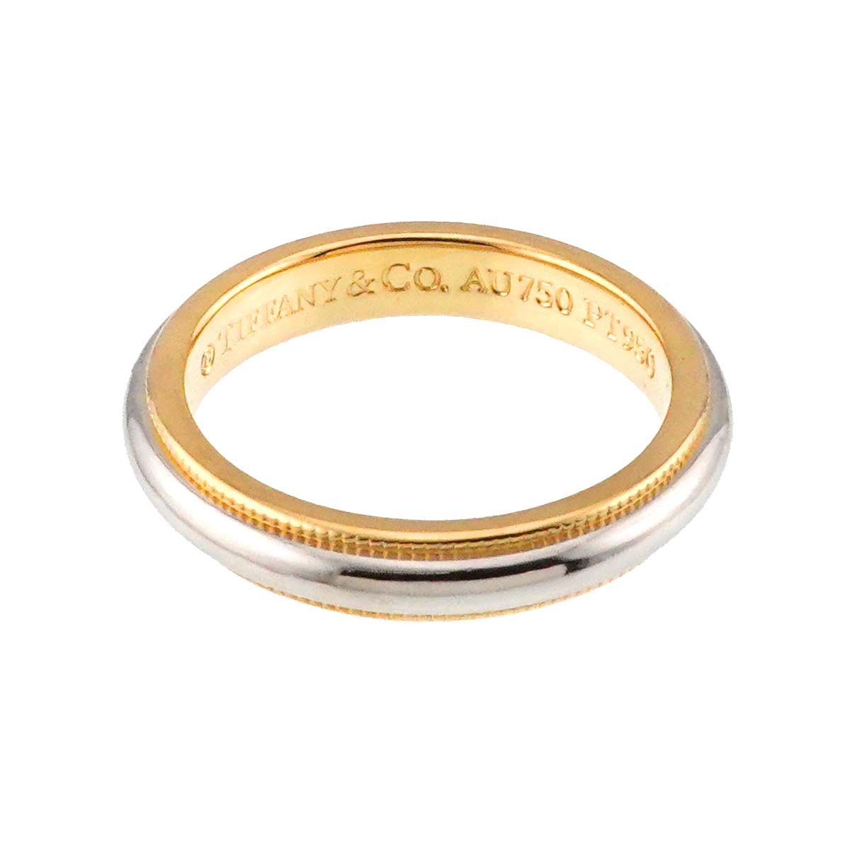 Milgrain Band Ring 18K 750 YG Platinum Size4.5(US)