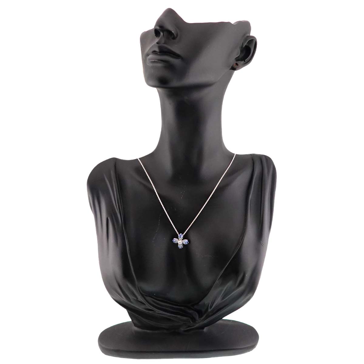 Sapphire Diamond 0.13ct Necklace 18K White Gold 750