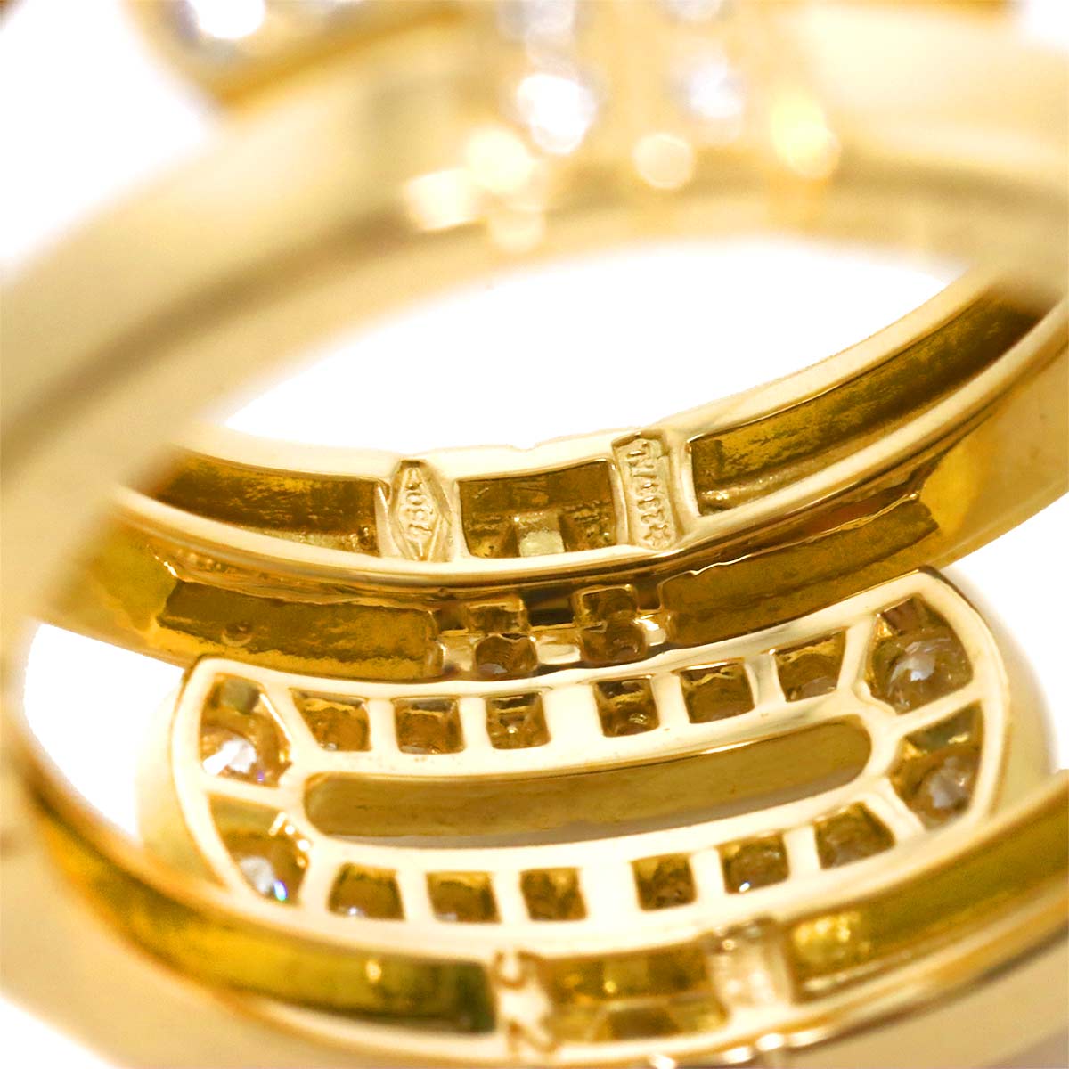 Parentesi Large Diamond Ring 18K YG 750 Size52 5.5-5.75(US)