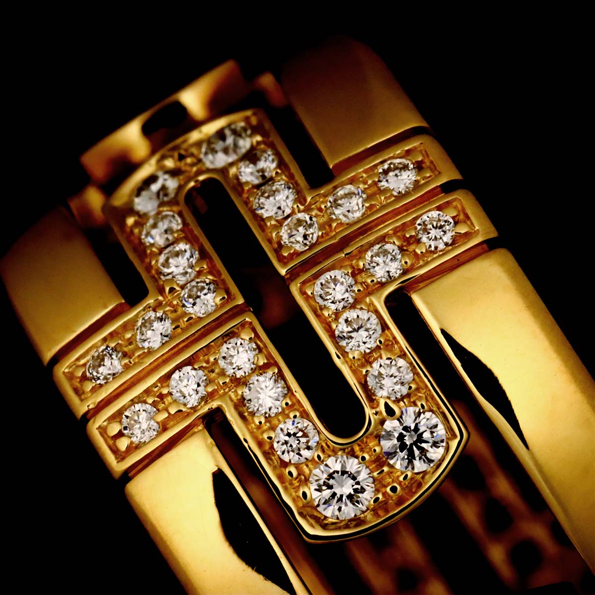 Parentesi Large Diamond Ring 18K YG 750 Size52 5.5-5.75(US)