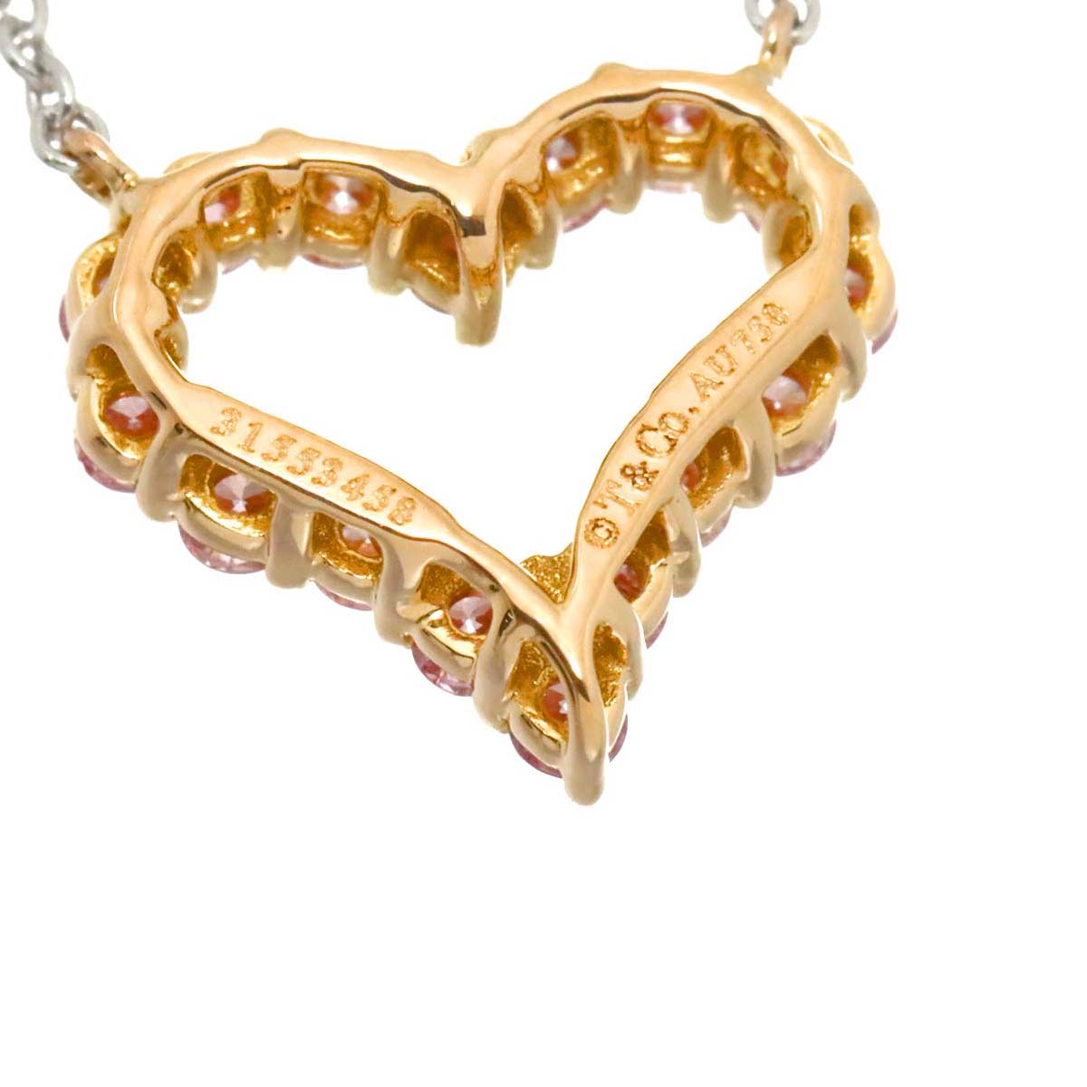 Sentimental Heart Pink Diamond Necklace Platinum K18 PG 750