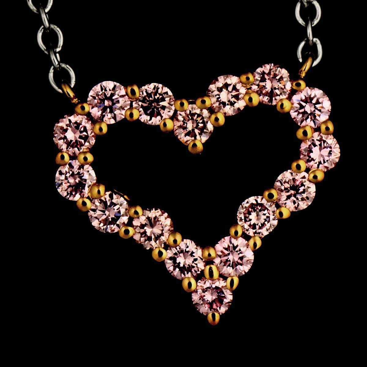 Sentimental Heart Pink Diamond Necklace Platinum K18 PG 750