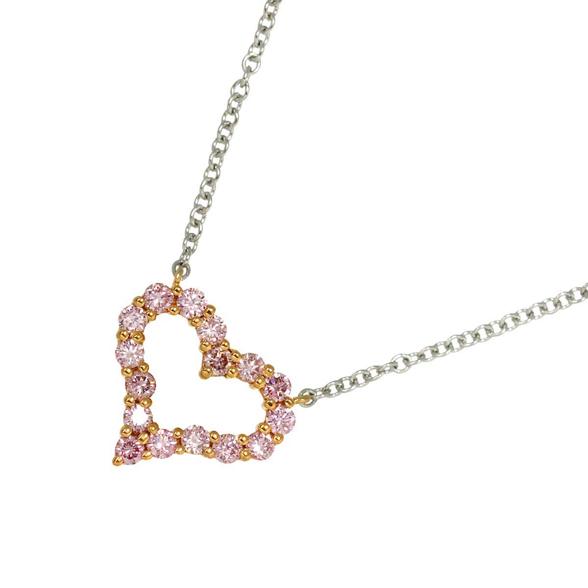 Sentimental Heart Pink Diamond Necklace Platinum K18 PG 750