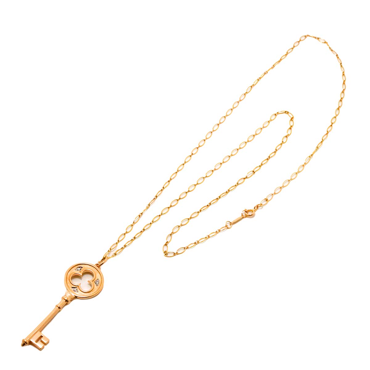 Clover key Diamond Necklace 18K PG 750