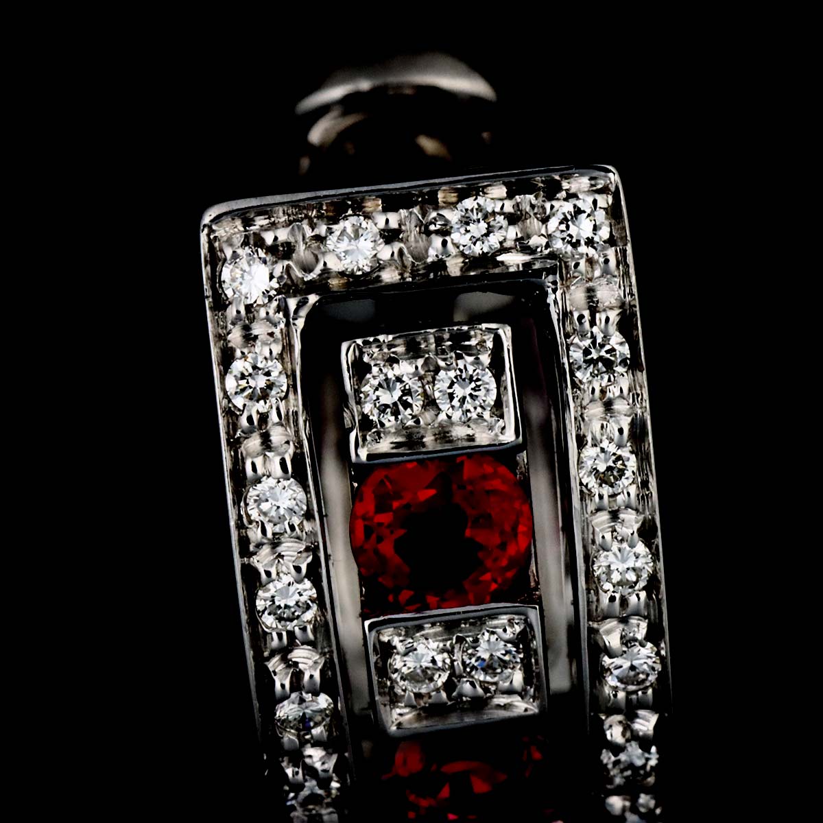 Belle Epoque Ruby Diamond Earrings Pierced 18K WG 750