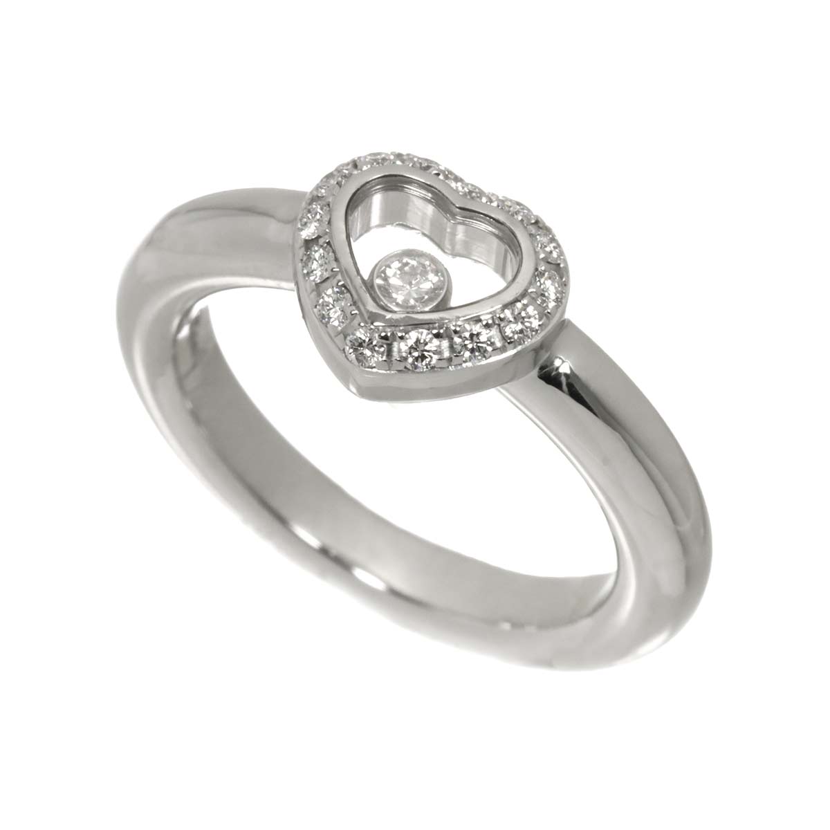 Happy Diamond Heart Ring 18K White Gold 750 Size5.25-5.5(US)