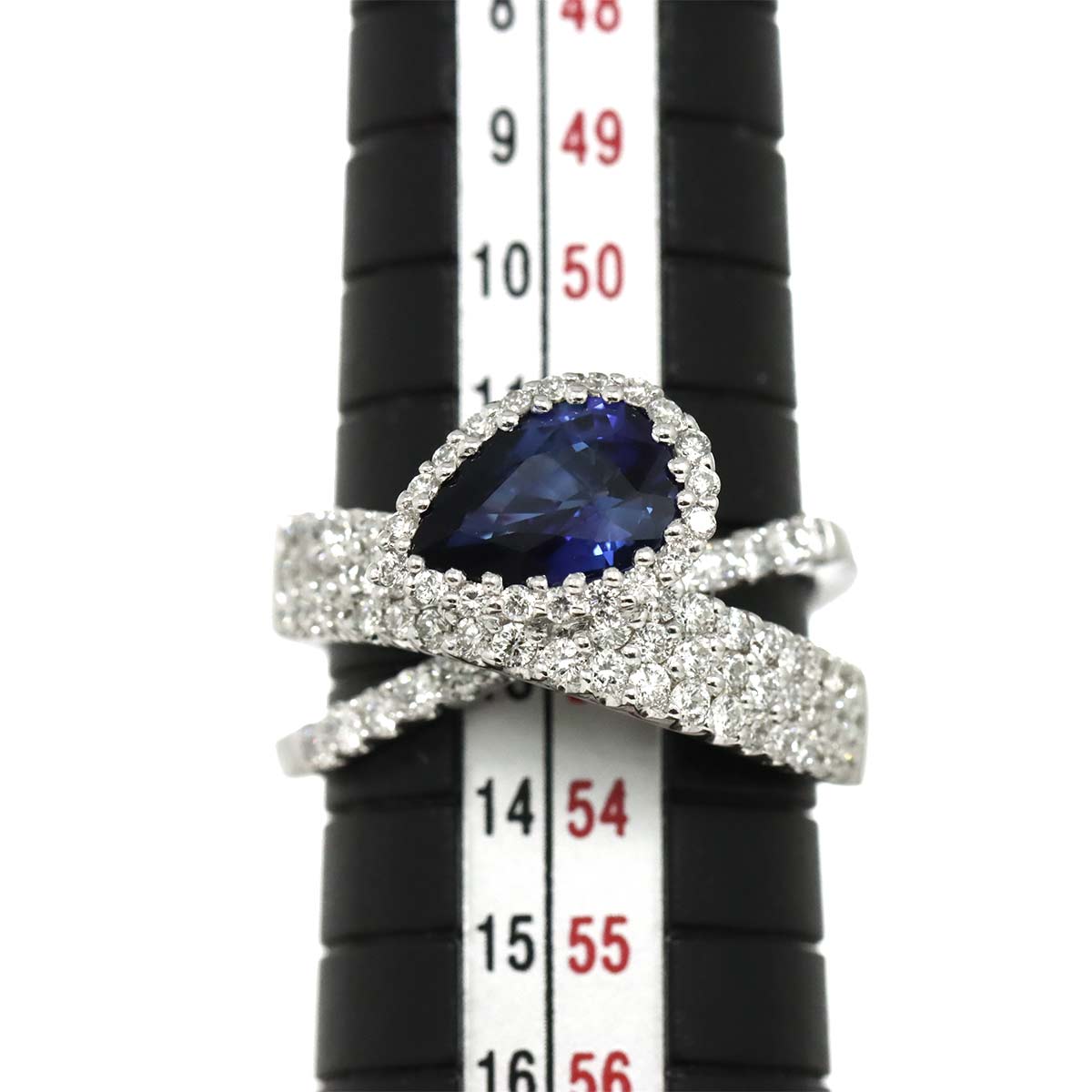 Sapphire 1.60ct Diamond 0.99ct Ring 18K White Gold 750 6.25-6.5 (US)