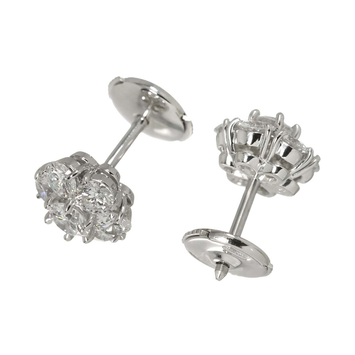Fleurette Diamond Earrings Pierced 18K WG 750