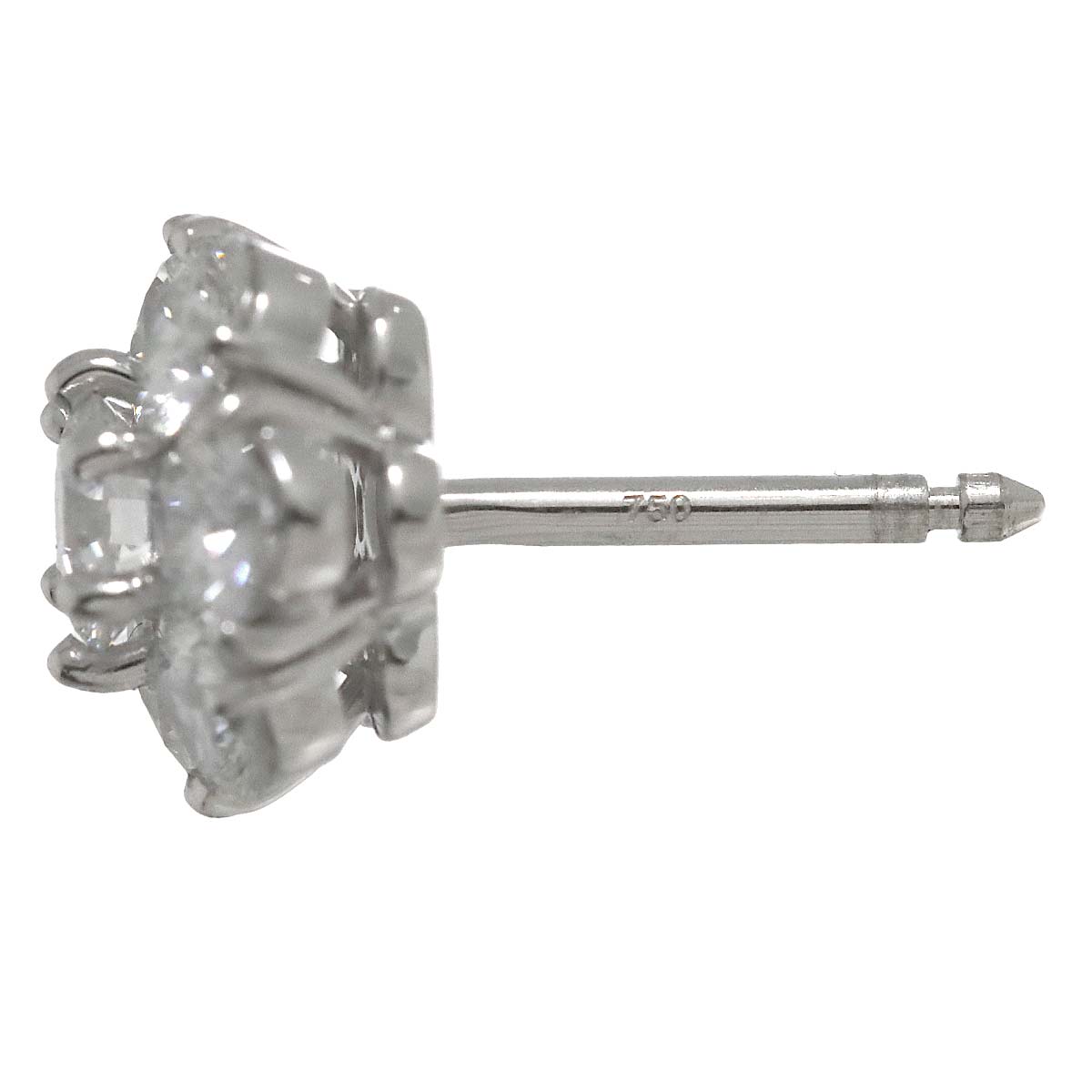 Fleurette Diamond Earrings Pierced 18K WG 750