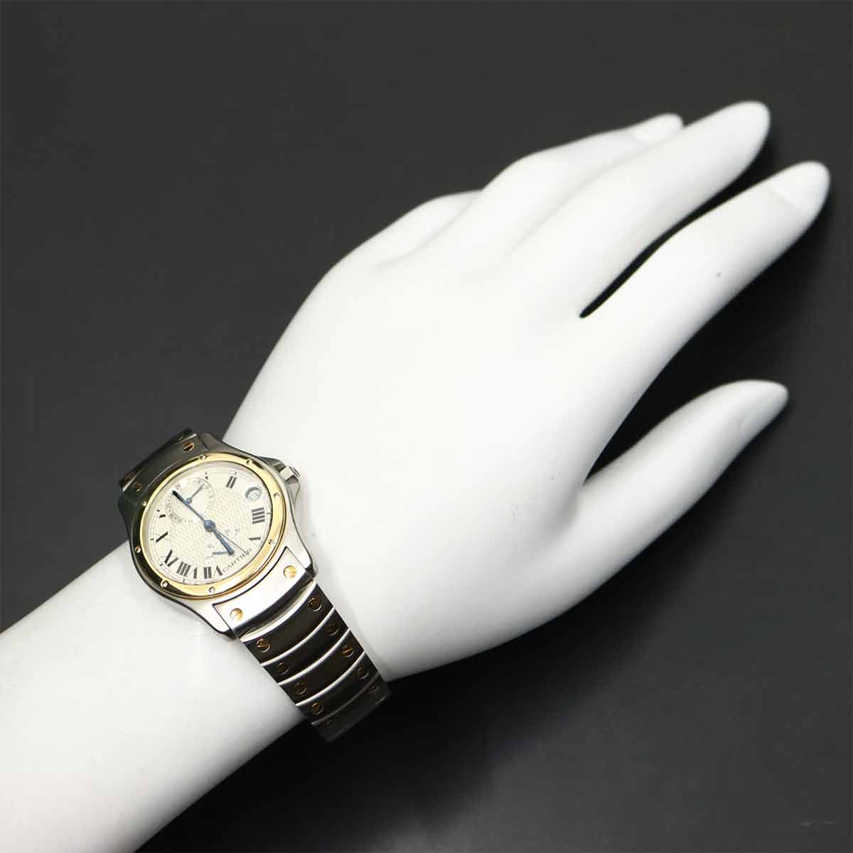 Santos Round GMT W20038R3 YG Automatic Silver Dial Mens Dial