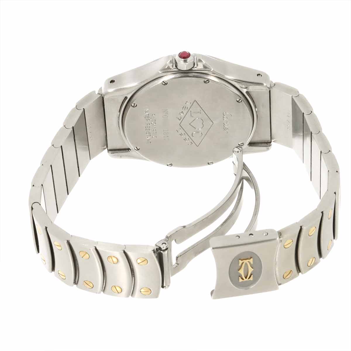 Santos Round GMT W20038R3 YG Automatic Silver Dial Mens Dial