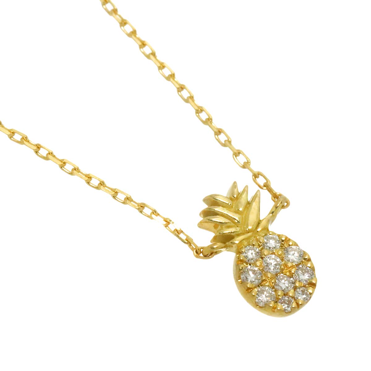 pineapple Diamond 0.06ct Necklace 18K Yellow Gold 750