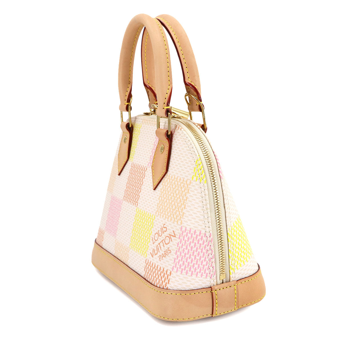 Damier Azur Alma BB Hand Shoulder Bag Peach N40516