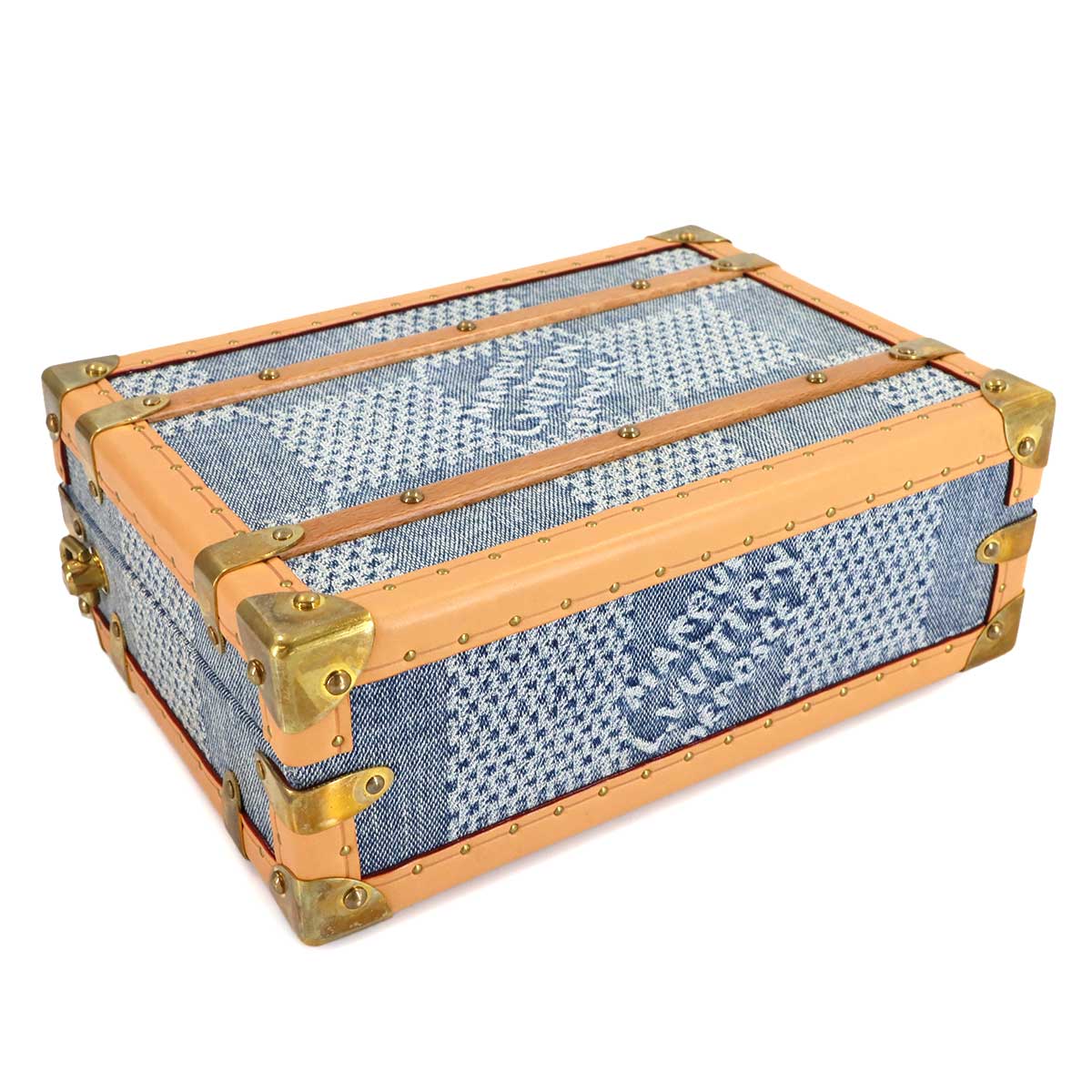 Damier Denim 3D Handle Trunk Hand Shoulder Bag N40626