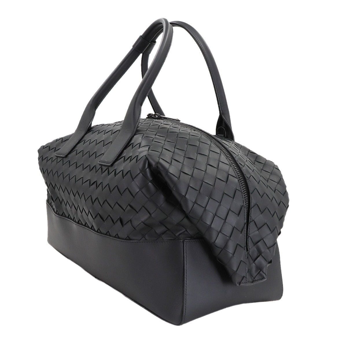 Intrecciato Boston Bag Leather Black Purse