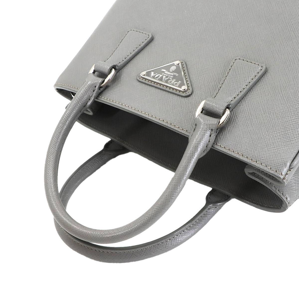 Galleria Mini Hand Shoulder Bag Saffiano Leather Gray 1BA296