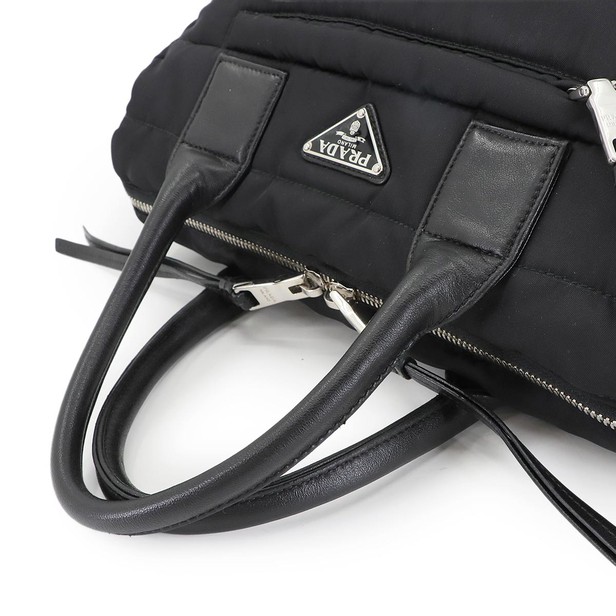 2way Hand Shoulder Bag Nylon Leather Nero Black 1BB024