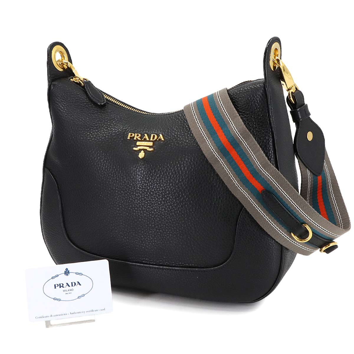 Shoulder Bag Leather Nero Black 1BC052 Purse