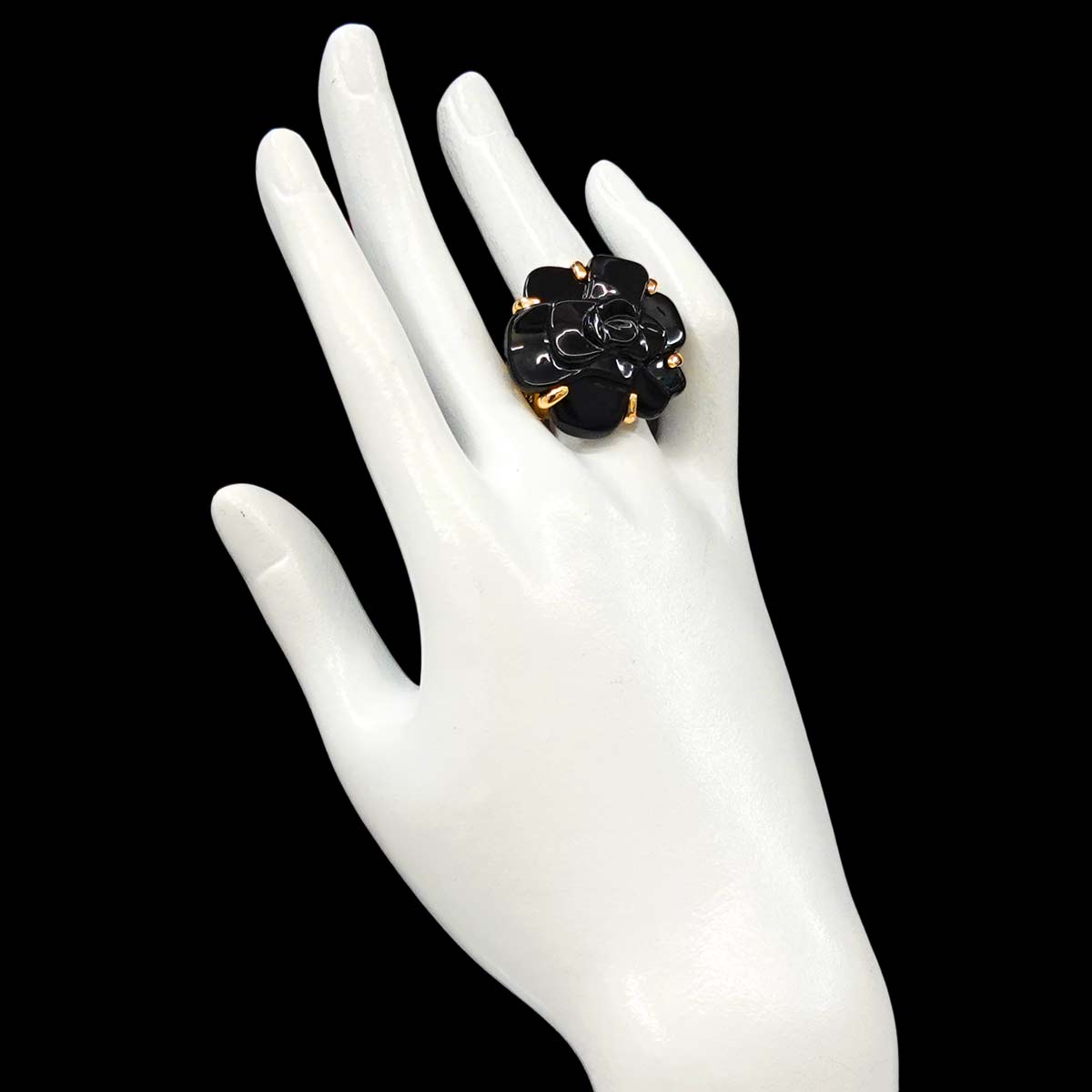 Camellia LM Onyx Ring 18K YG 750 Size6.75(US)