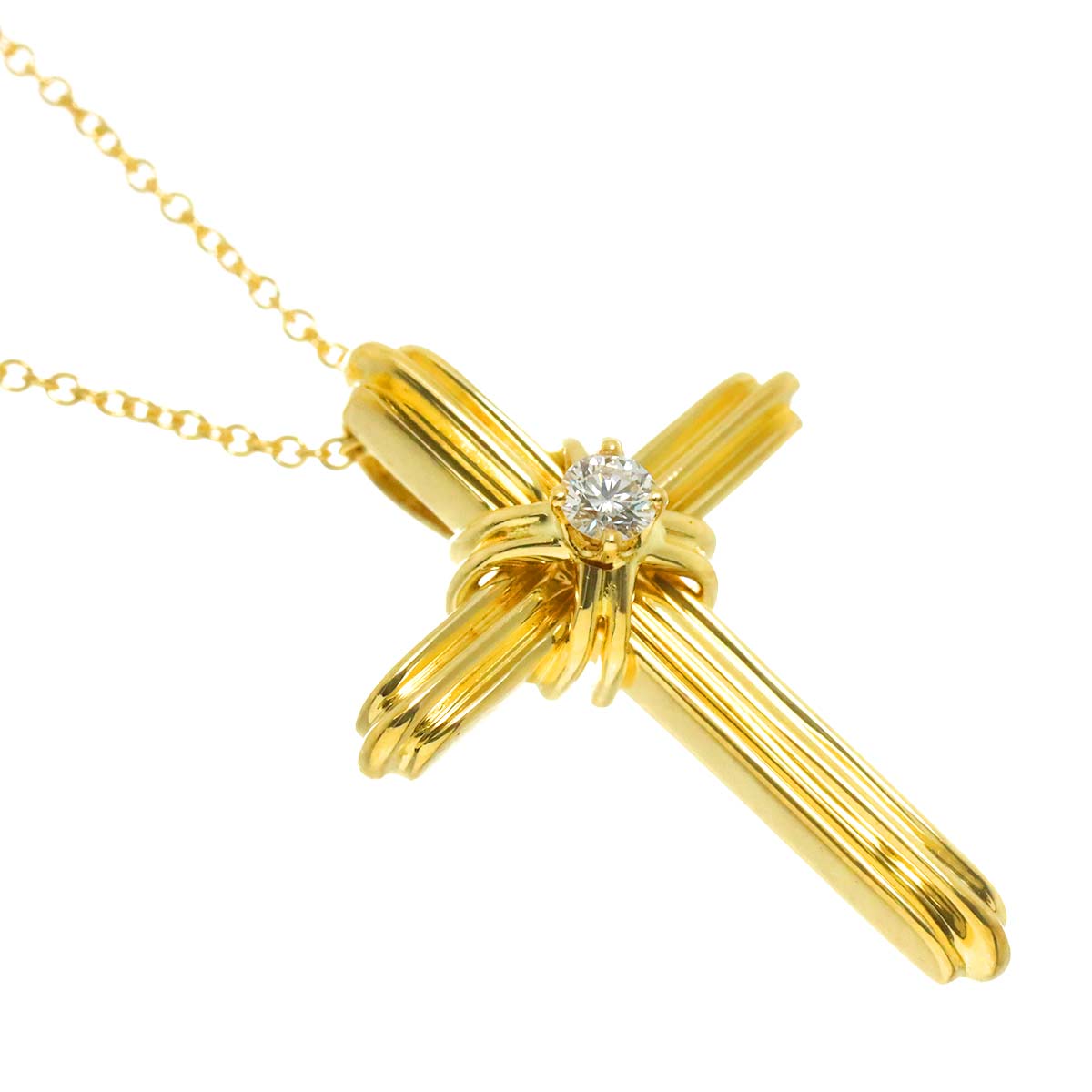 Signature Cross Diamond Necklace 18K YG 750