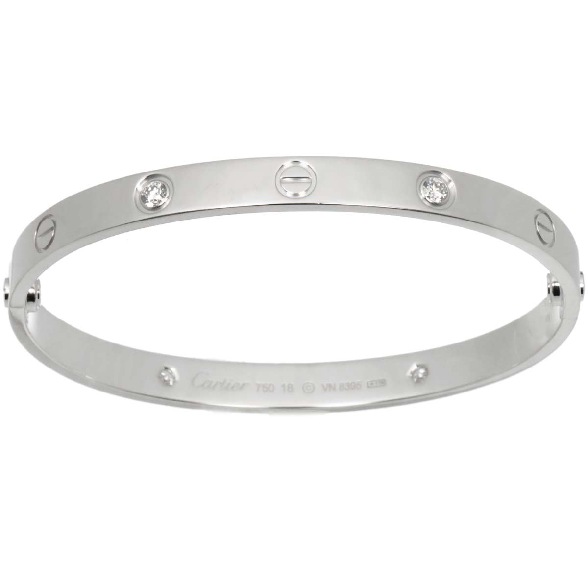Love Bracelet Diamond 4P Bangle 18K WG 750 Size18