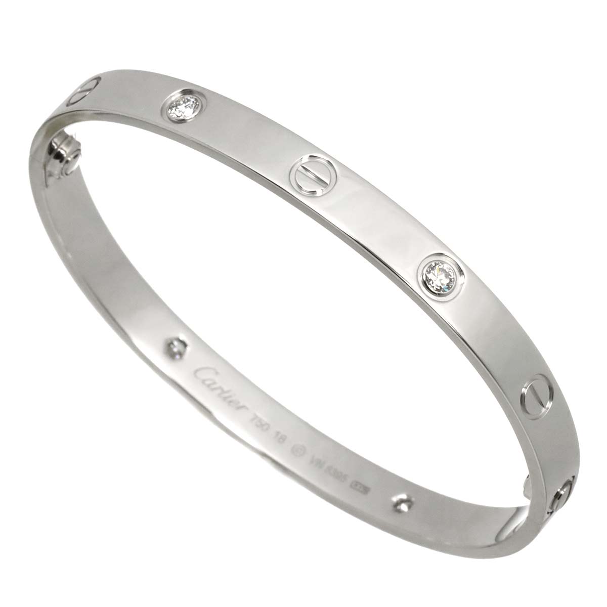 Love Bracelet Diamond 4P Bangle 18K WG 750 Size18