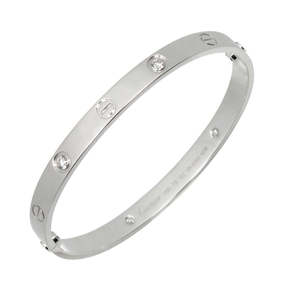 Love Bracelet Diamond 4P Bangle 18K WG 750 Size18