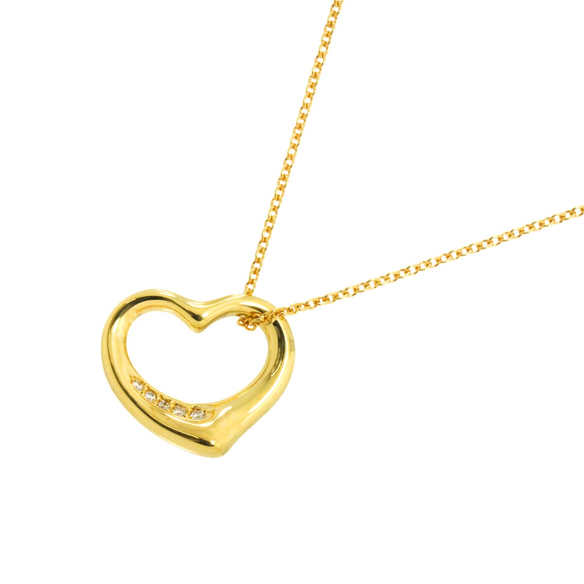 Open Heart Diamond Necklace 18K Yellow Gold 750